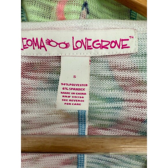 LEOMA LOVEGROVE Wearable Art Flamingos Open Front Cardigan Sweater-SMALL  EUC - Picture 11 of 13